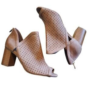 a.n.a tan open toe cage style wedge heels women's size 9.5